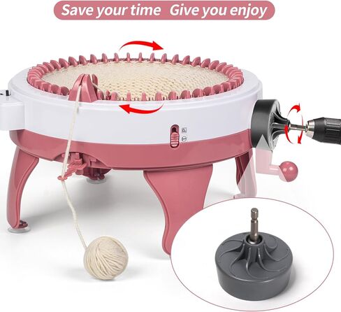 Knitting Machine Adapter, Quick Knitting Machine Drill Attachment for 22, 40, 48 Needles Loom, 1/4" Hex Steel Bit for Power Screwdriver Attachment, DIY Craft Knit Sewing Accessories（1 Pcs Pink） in Kuwait