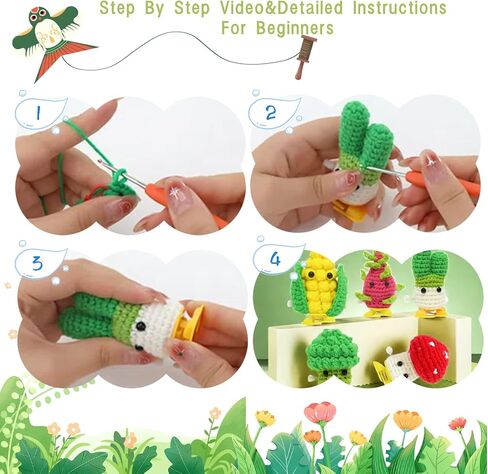 phpanly Crochet Kit for Beginners - Crochet Starter Kit with Step-by-Step Video Tutorials - Learn to Crochet Kits for Adults and Kids - DIY Knitting Supplies - 5-Piece of potted walking plant in Saudi Arabia