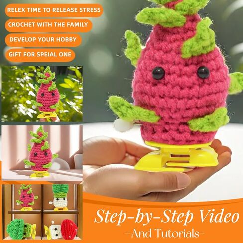 phpanly Crochet Kit for Beginners - Crochet Starter Kit with Step-by-Step Video Tutorials - Learn to Crochet Kits for Adults and Kids - DIY Knitting Supplies - 5-Piece of potted walking plant in Saudi Arabia