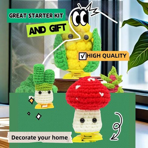 phpanly Crochet Kit for Beginners - Crochet Starter Kit with Step-by-Step Video Tutorials - Learn to Crochet Kits for Adults and Kids - DIY Knitting Supplies - 5-Piece of potted walking plant in Saudi Arabia