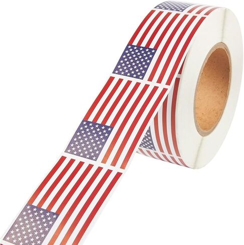 Juvale 1000 Piece American Flag Sticker Roll - 2 x 3 in Adhesive Flag Decals for 4th of July, Memorial Day, Election Day, Scrapbooking, Gift Wrapping, Party Favors, and Crafts, USA Patriotic Stickers in Saudi Arabia