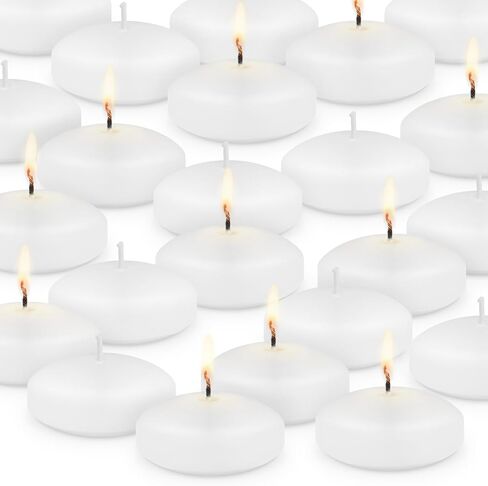 24 Count 3" Inch Floating Candles Bulk Set with 10 Hour Burn Time, Unscented White Floating Candles for Centerpieces in Cylinder Vases at a Wedding, Party, Pool, or Holiday, Large Floating Candles in Saudi Arabia