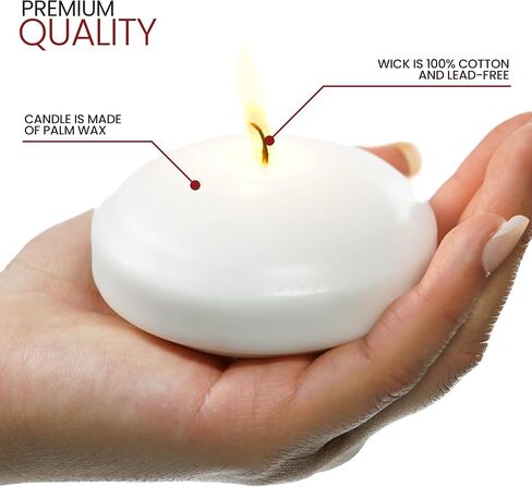 24 Count 3" Inch Floating Candles Bulk Set with 10 Hour Burn Time, Unscented White Floating Candles for Centerpieces in Cylinder Vases at a Wedding, Party, Pool, or Holiday, Large Floating Candles in Saudi Arabia