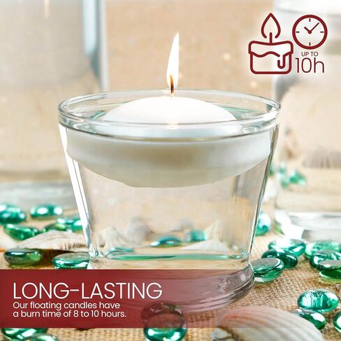 24 Count 3" Inch Floating Candles Bulk Set with 10 Hour Burn Time, Unscented White Floating Candles for Centerpieces in Cylinder Vases at a Wedding, Party, Pool, or Holiday, Large Floating Candles in Saudi Arabia