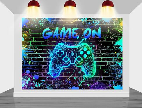 لعبة Mocsicka على خلفية لعبة فيديو للأولاد من المستوى الأعلى لتزيين حفلات أعياد الميلاد، لعبة تزيين ليلية أركيد نيون توهج اللاعب، خلفية تصوير (أزرق، 7 × 5 قدم (82 بوصة × 60 بوصة)) in Kuwait