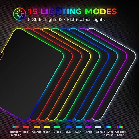 Hcman RGB Gaming Mouse Pad, Large Mousepad with Led Light, PC Gaming Accessories Black Keyboard Pad for Desk, Non-Slip Rubber Base XXL Big Mouse Mat for Gamer Boy Men Gift (31.5 X 12 Inch) in Saudi Arabia