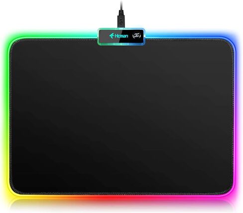 Hcman RGB Gaming Mouse Pad, Large Mousepad with Led Light, PC Gaming Accessories Black Keyboard Pad for Desk, Non-Slip Rubber Base XXL Big Mouse Mat for Gamer Boy Men Gift (31.5 X 12 Inch) in Saudi Arabia
