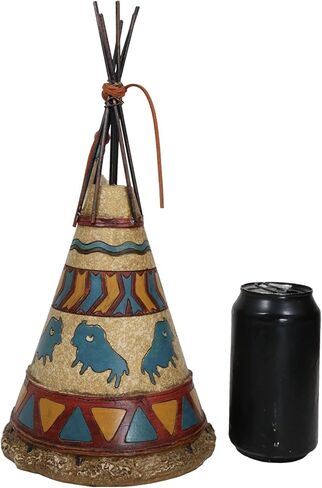 Ebros 13.25" Tall Southwestern Rustic Indian Teepee Hut with Dreamcatcher Feathers Beads and Turquoise Bisons Figurine Wildlife Western Decor Sculpture in Saudi Arabia