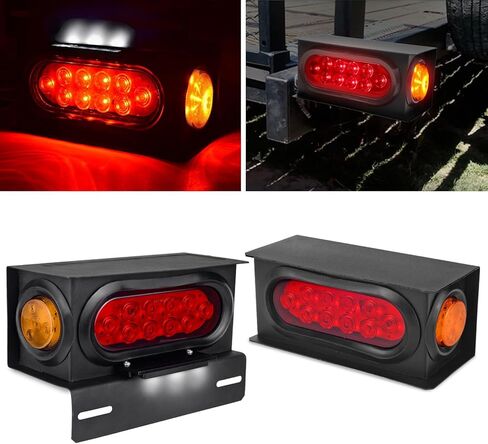 مصابيح المقطورة، المصابيح الخلفية للصناديق، مجموعة مصابيح المقطورة LED، مصابيح المقطورة LED مقاس 6 بوصات مع 6 لوحة ترخيص LED، مصابيح علامة LED كهرمانية مقاس 2 بوصة، مجموعة مصابيح LED للمقطورة in Kuwait