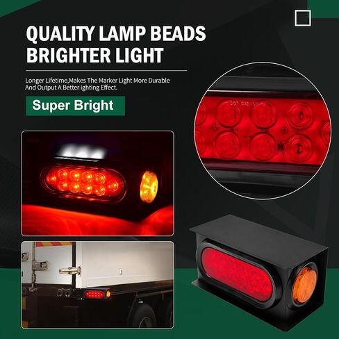 مصابيح المقطورة، المصابيح الخلفية للصناديق، مجموعة مصابيح المقطورة LED، مصابيح المقطورة LED مقاس 6 بوصات مع 6 لوحة ترخيص LED، مصابيح علامة LED كهرمانية مقاس 2 بوصة، مجموعة مصابيح LED للمقطورة in Kuwait