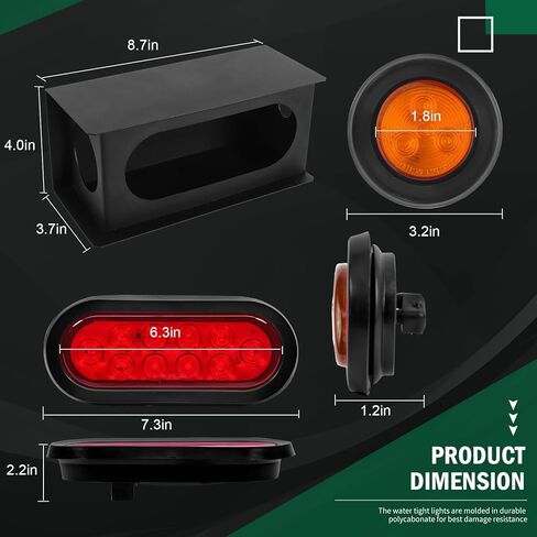 مصابيح المقطورة، المصابيح الخلفية للصناديق، مجموعة مصابيح المقطورة LED، مصابيح المقطورة LED مقاس 6 بوصات مع 6 لوحة ترخيص LED، مصابيح علامة LED كهرمانية مقاس 2 بوصة، مجموعة مصابيح LED للمقطورة in Kuwait