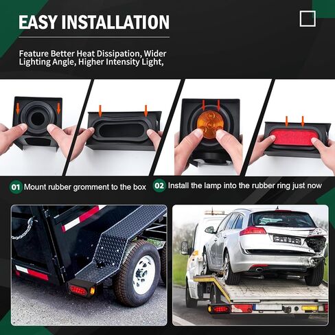 مصابيح المقطورة، المصابيح الخلفية للصناديق، مجموعة مصابيح المقطورة LED، مصابيح المقطورة LED مقاس 6 بوصات مع 6 لوحة ترخيص LED، مصابيح علامة LED كهرمانية مقاس 2 بوصة، مجموعة مصابيح LED للمقطورة in Kuwait