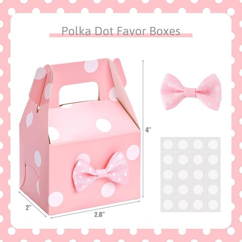 HONEYGIFTS 30PCS Polka Dot Favor Boxes, Gable Treat Boxes Small Candy Boxes Pink Polka Dot Boxes Party Supplies for Kids Snacks Candy Birthday Party Wedding Christmas in Saudi Arabia