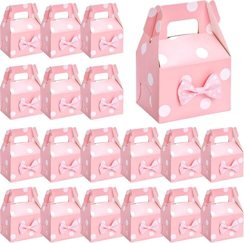HONEYGIFTS 30PCS Polka Dot Favor Boxes, Gable Treat Boxes Small Candy Boxes Pink Polka Dot Boxes Party Supplies for Kids Snacks Candy Birthday Party Wedding Christmas in Saudi Arabia