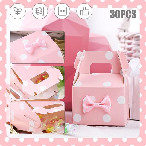 HONEYGIFTS 30PCS Polka Dot Favor Boxes, Gable Treat Boxes Small Candy Boxes Pink Polka Dot Boxes Party Supplies for Kids Snacks Candy Birthday Party Wedding Christmas in Saudi Arabia