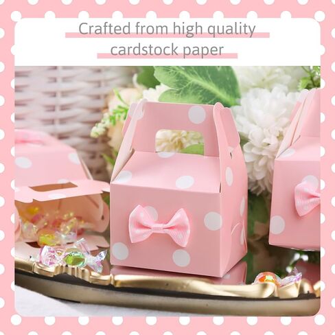 HONEYGIFTS 30PCS Polka Dot Favor Boxes, Gable Treat Boxes Small Candy Boxes Pink Polka Dot Boxes Party Supplies for Kids Snacks Candy Birthday Party Wedding Christmas in Saudi Arabia