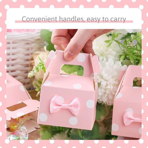 HONEYGIFTS 30PCS Polka Dot Favor Boxes, Gable Treat Boxes Small Candy Boxes Pink Polka Dot Boxes Party Supplies for Kids Snacks Candy Birthday Party Wedding Christmas in Saudi Arabia