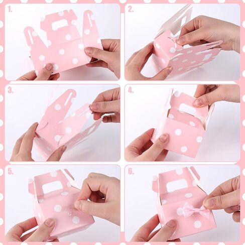 HONEYGIFTS 30PCS Polka Dot Favor Boxes, Gable Treat Boxes Small Candy Boxes Pink Polka Dot Boxes Party Supplies for Kids Snacks Candy Birthday Party Wedding Christmas in Saudi Arabia