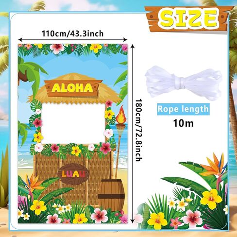 Tiki Bar Photo Door Banner Tiki Luau Photo Props for Hawaiian Aloha Party قماش عملاق Tiki Bar Photo Booth الخلفية Aloha Tiki Photo Banner لحفلة Luau أو لوازم حفلات الشاطئ in Kuwait