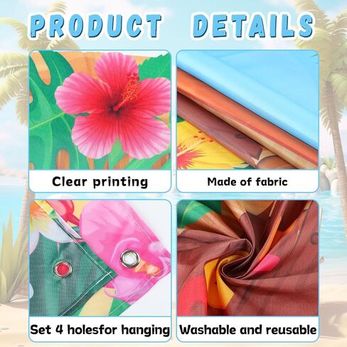 Tiki Bar Photo Door Banner Tiki Luau Photo Props for Hawaiian Aloha Party قماش عملاق Tiki Bar Photo Booth الخلفية Aloha Tiki Photo Banner لحفلة Luau أو لوازم حفلات الشاطئ in Kuwait