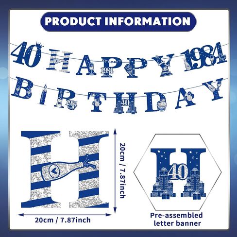 Navy Blue 16th Birthday Decorations for Boys Girls Blue Silver Happy 16th Birthday Banner and 12Pcs Blue 16th Birthday Hanging Swirls Vintage 2008 16th Birthday Decoration Banner Supplies in Saudi Arabia