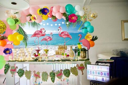 Summer Beach Backdrop Tropical Hawaiian Flamingo Photography Background Aloha Luau Ocean Party Decorastions Photo Background (7X5FT(82x59inch)) in Saudi Arabia