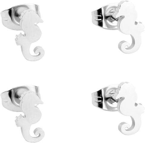 أقراط فرس البحر اللذيذة مكونة من زوجين من أقراط الحياة البحرية من الفولاذ المقاوم للصدأ للنساء والفتيات in Kuwait