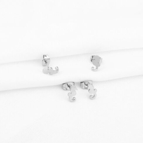 أقراط فرس البحر اللذيذة مكونة من زوجين من أقراط الحياة البحرية من الفولاذ المقاوم للصدأ للنساء والفتيات in Kuwait