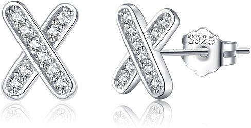 Reffeer Solid 925 Sterling Silver Letter X Stud Earrings for Women Teens CZ X Earrings Post Stud Earrings in Saudi Arabia