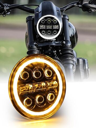 BraveWAY 5 3/4 5.75 بوصة LED المصباح سوبر واسعة شعاع كشافات مع جهاز عرض مستدير القيادة ضوء دراجة نارية in Kuwait