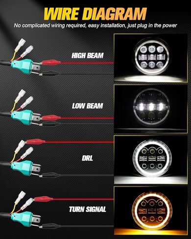BraveWAY 5 3/4 5.75 بوصة LED المصباح سوبر واسعة شعاع كشافات مع جهاز عرض مستدير القيادة ضوء دراجة نارية in Kuwait