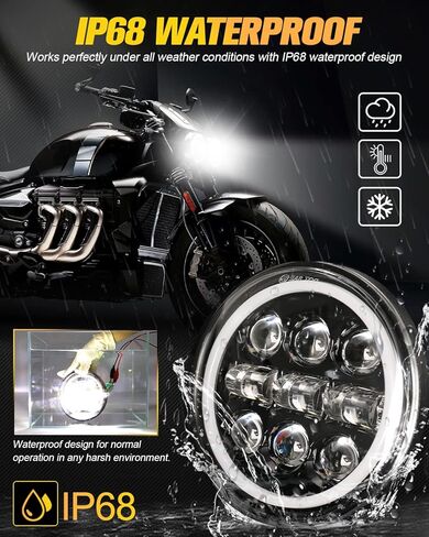 BraveWAY 5 3/4 5.75 بوصة LED المصباح سوبر واسعة شعاع كشافات مع جهاز عرض مستدير القيادة ضوء دراجة نارية in Kuwait