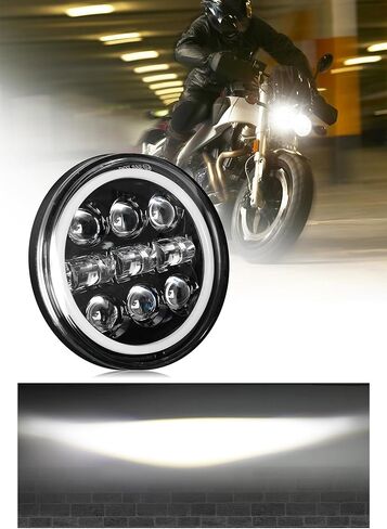 BraveWAY 5 3/4 5.75 بوصة LED المصباح سوبر واسعة شعاع كشافات مع جهاز عرض مستدير القيادة ضوء دراجة نارية in Kuwait