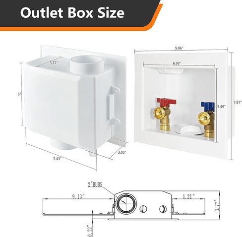 Washing Machine Outlet Box, 1/2 Inch Crimp Pex Inlet x 3/4 Inch MHT Outlet Connection, Pex Washer Laundry Box with Center Drain in Saudi Arabia