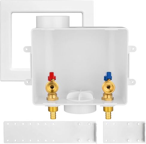 Washing Machine Outlet Box, 1/2 Inch Crimp Pex Inlet x 3/4 Inch MHT Outlet Connection, Pex Washer Laundry Box with Center Drain in Saudi Arabia