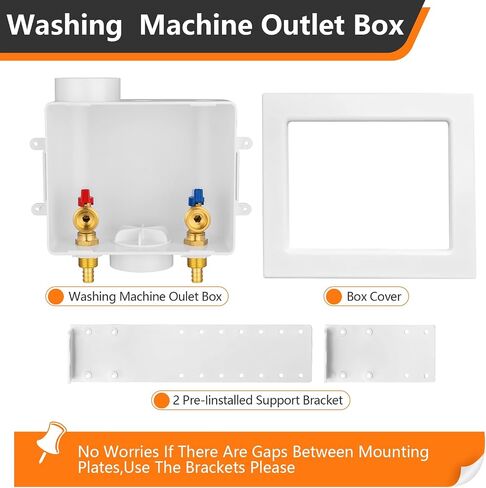 Washing Machine Outlet Box, 1/2 Inch Crimp Pex Inlet x 3/4 Inch MHT Outlet Connection, Pex Washer Laundry Box with Center Drain in Saudi Arabia