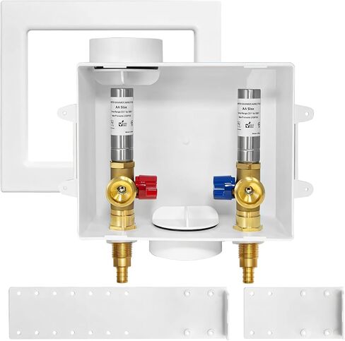 Washing Machine Outlet Box, 1/2 Inch Crimp Pex Inlet x 3/4 Inch MHT Outlet Connection, Pex Washer Laundry Box with Center Drain in Saudi Arabia