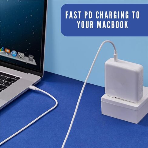 EXTRA LONG 6FT 60W USB C Cable charger for iPhone 15 Macbook or Samsung S24 S23 S22 tablet 6 feet FAST charging cord type c usbc type-c connector power wire to laptop computer data transfer white in Saudi Arabia