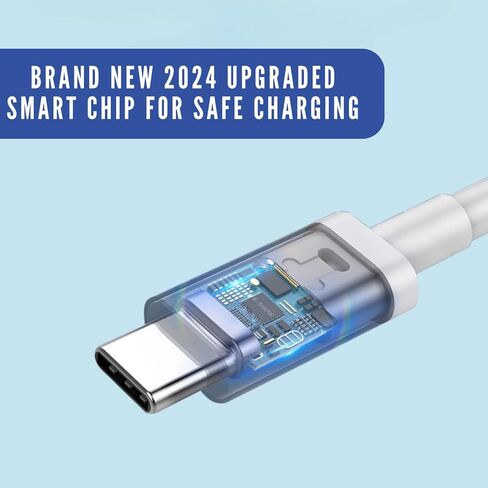 EXTRA LONG 6FT 60W USB C Cable charger for iPhone 15 Macbook or Samsung S24 S23 S22 tablet 6 feet FAST charging cord type c usbc type-c connector power wire to laptop computer data transfer white in Saudi Arabia