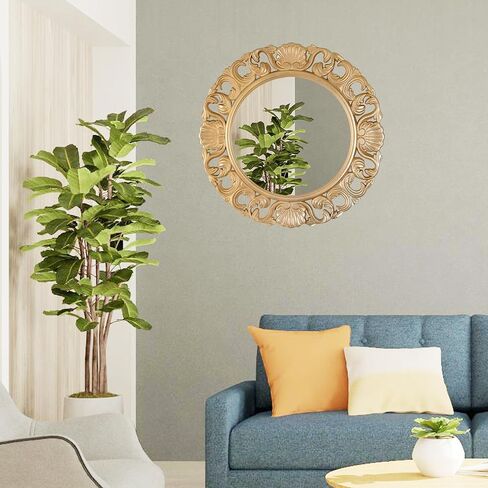 مرآة حائط دائرية بمرآة حائط كلاسيكية مقاس 18.8 بوصة باللون الأبيض in Kuwait