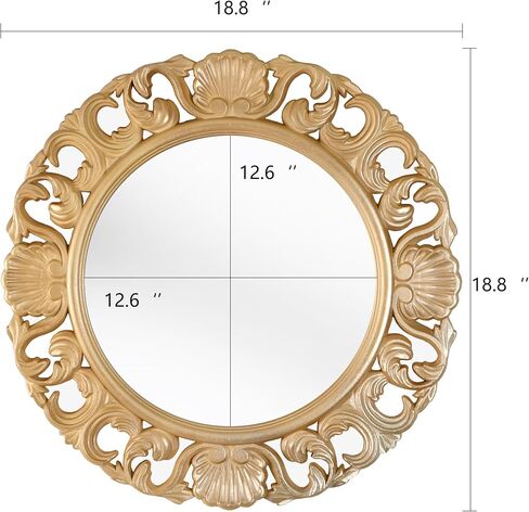 مرآة حائط دائرية بمرآة حائط كلاسيكية مقاس 18.8 بوصة باللون الأبيض in Kuwait