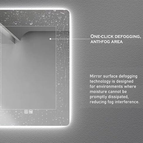 Led Bathroom Mirror Smart Mirror with Anti-Fog, Adjustable 3 Color3 Light, Wall Mounted Anti Fog Lighted Smart Vanity Mirror with Time & Temperature Display (20''x28'') in Saudi Arabia