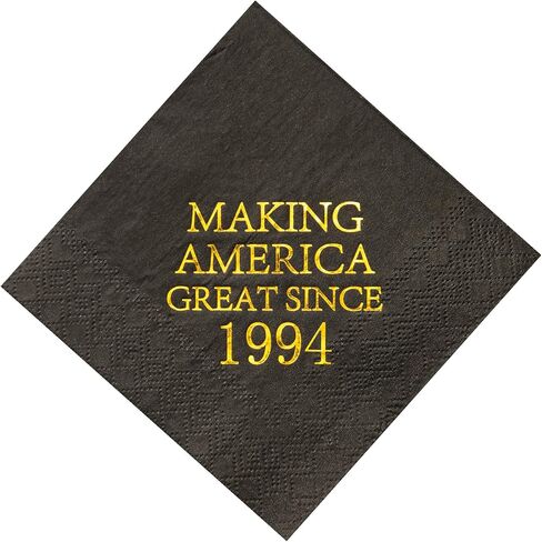 Crisky 30th Birthday Disposable Napkins Black and Gold Dessert Beverage Cocktail Cake Napkins 30th Birthday Decoration Party Supplies for Man Making Great Since 1994, 50 Pack 4.9"x4.9" Folded in Saudi Arabia
