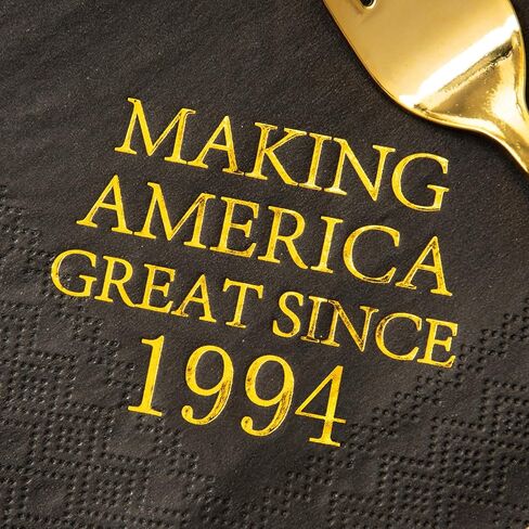 Crisky 30th Birthday Disposable Napkins Black and Gold Dessert Beverage Cocktail Cake Napkins 30th Birthday Decoration Party Supplies for Man Making Great Since 1994, 50 Pack 4.9"x4.9" Folded in Saudi Arabia