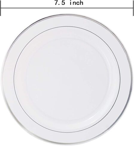 WELLIFE 72 Piece White Dinner Plates with Gold Rim, Gold Plastic Dinner Plates, Premium Heavy Duty 10.25 Inch Gold Party Plates, Elegant Fancy Dinner Plates for Weddings, Barbecues in Kuwait