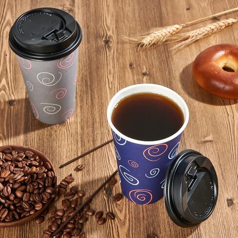 100 Pack 10 oz Paper Cups, Disposable Coffee Cups with Lids and Straws, Drinking Cups for Water, Coffee, Tea, Hot Coffee Cups for Home, Shops and Cafes in Saudi Arabia