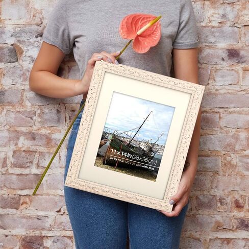 8x8 inch Distressed Wood Embossed Scroll Motif Vintage Antique Rustic Picture Frame, White Mat for 5x5 in Photo, Art Print Drawing, Wall Hanging or Desktop Display-Antique Gold in Saudi Arabia
