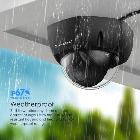 كاميرا Amcrest UltraHD 4K (8MP) للأمان الخارجي POE IP، رؤية ليلية 98 قدمًا، عدسة 2.8 مم، مقاومة للطقس IP67، قبة مقاومة للتخريب IK10، تسجيل MicroSD، أبيض (REP-IP8M-2493EW) (متجدد) in Kuwait