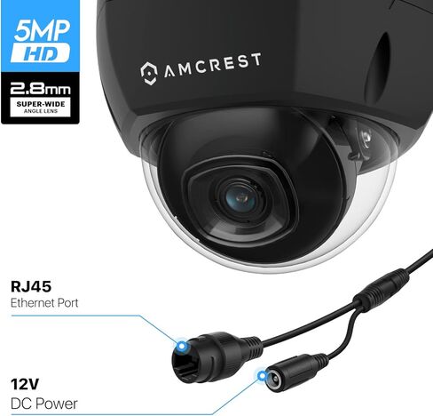 كاميرا Amcrest UltraHD 4K (8MP) للأمان الخارجي POE IP، رؤية ليلية 98 قدمًا، عدسة 2.8 مم، مقاومة للطقس IP67، قبة مقاومة للتخريب IK10، تسجيل MicroSD، أبيض (REP-IP8M-2493EW) (متجدد) in Kuwait
