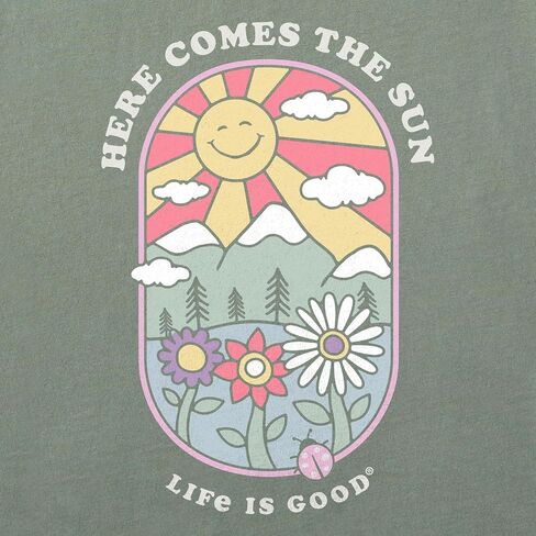 Life is Good. Women's Here Comes The Sun Short Sleeve Crusher Tee, Moss Green, XX-Large in Saudi Arabia